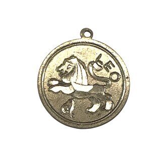 Vintage Zodiac Leo Coin Pendant Charm